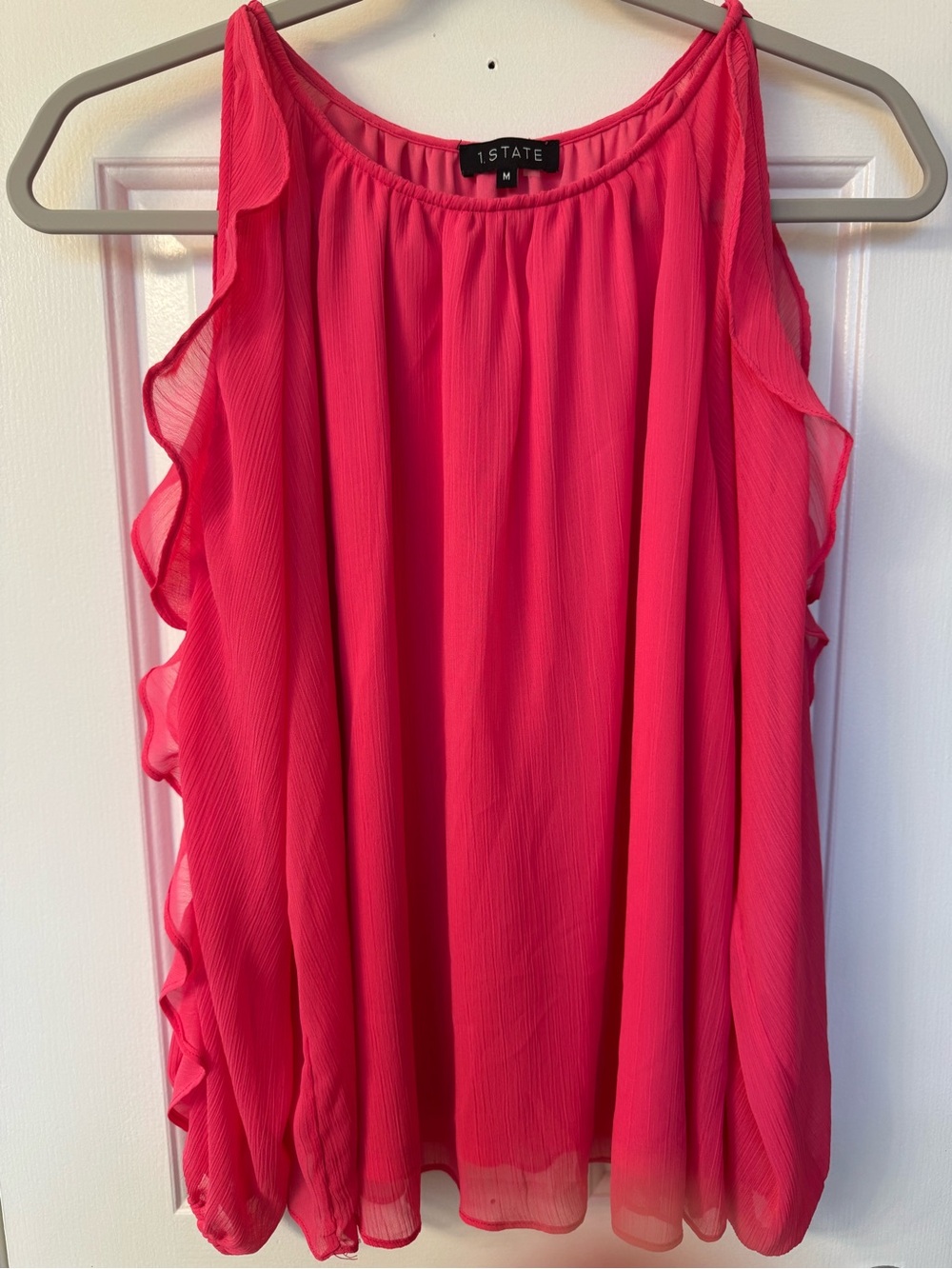 1. State Hot Pink Ruffle Tank Top